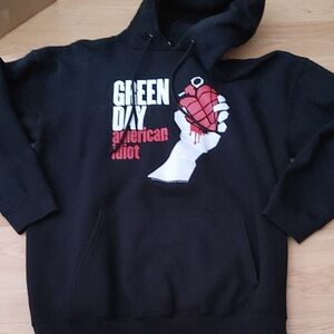 Green Day American Idiot Black Hoodie Sweater Sz MED